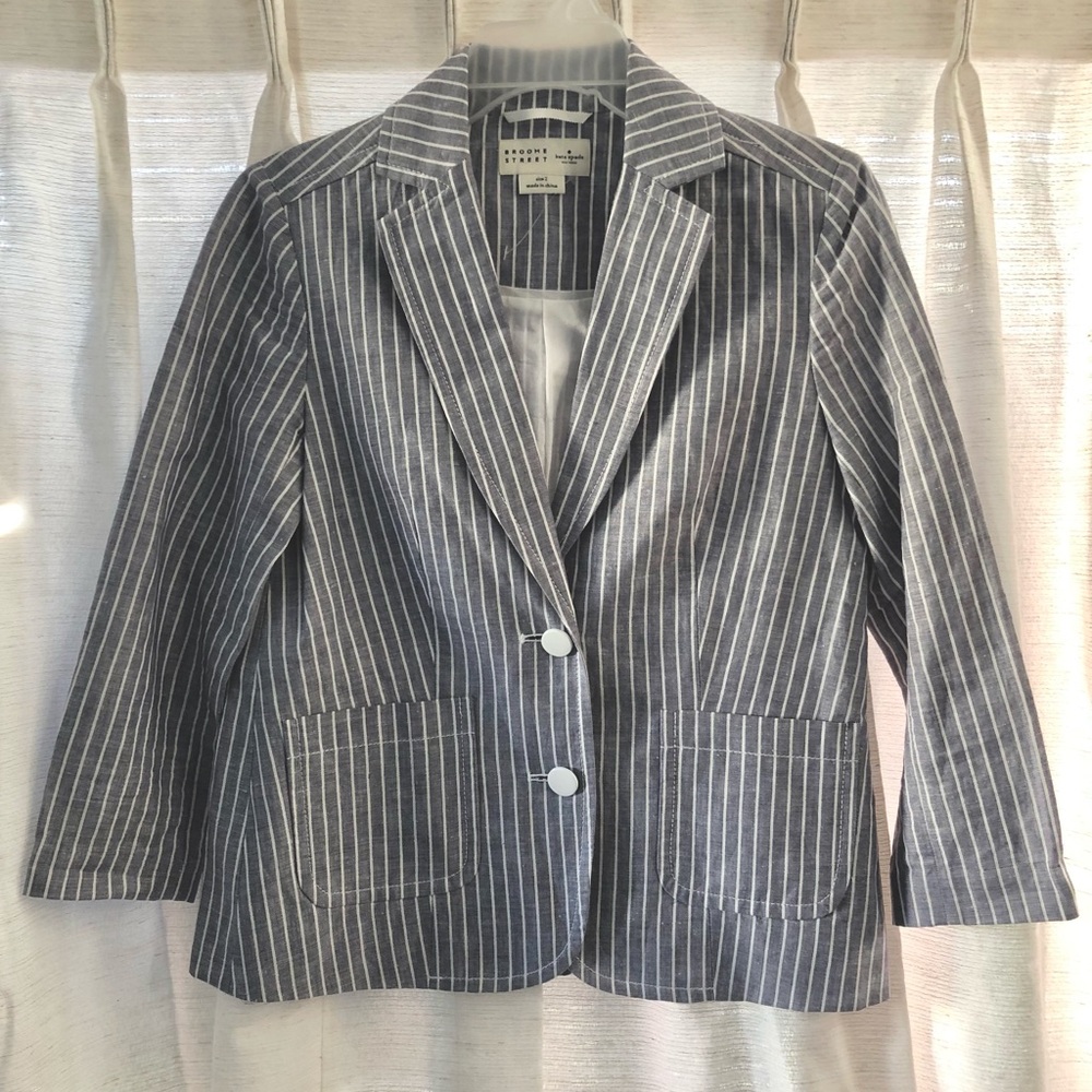 Blazer Kate Spade Broome Street blue & white pinstripe